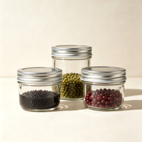 Pot en verre pour caviar 80ml 100ml 160ml avec bouchon à vis en métal argenté, large ouverture, côtés droits, pour desserts, confitures, sauces piquantes