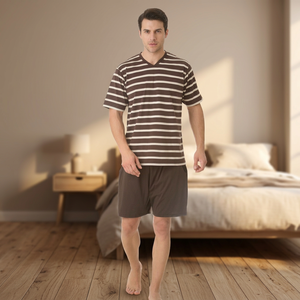 <b>Men's</b> 100% Cotton Yarn-Dyed Jersey <b>Short</b> <b>Pajama</b> <b>Set</b> - Product Image 3