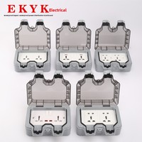 Boîtier de prise d'extension mural multifonctionnel EKYK IP66 étanche et ignifuge en PC, simple ou double position, 16A, en stock