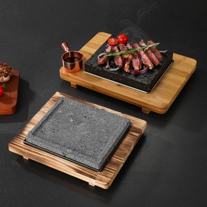 Vendita calda bistecca di Lava cottura di <span class=keywords><strong>pietra</strong></span> bistecca piatto con vassoio in legno BBQ frizzante <span class=keywords><strong>pietra</strong></span> di granito piatto Set - Product Image 2