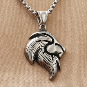 Collar con Colgante de León de Acero Inoxidable para Hombre, Estilo Punk Retro Geométrico, Rey de los Animales 19010 - Product Image 1