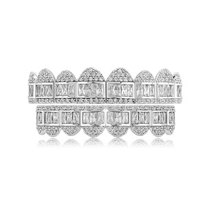 Grelhas dentais de princesa, alta qualidade, corte de princesa, diamantes de zircão, opala, dentes pré-montados, ouro <span class=keywords><strong>real</strong></span>, grelha - Product Image 3