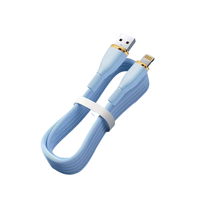 Câble de charge USB personnalisé pour interface iOS, bleu clair, en silicone, coque plaquée or, cordon de charge rapide pour appareils mobiles iOS