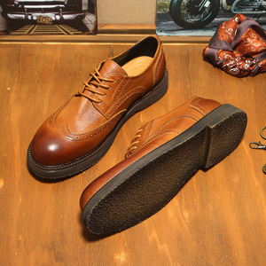 Chaussures Derby en Cuir Véritable pour Hommes, Nouvelle Collection, Haute Qualité, Imperméables, à Lacets, Décontractées, Respirantes, à Semelle Souple et Épaisse - Product Image 1