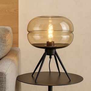 Lámpara de mesa moderna de cristal ámbar, bombilla incandescente E27 220V para sala de estar, dormitorio, mesita de noche, iluminación decorativa - Product Image 3