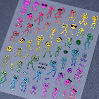 Nouveauté 2026 – Autocollants et décorations 5D brillants pour ongles, motif crâne d'Halloween – Application facile, diverses couleurs