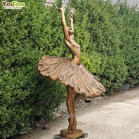 YOUFINE Décoration Extérieure Élégante Danseuse Ballerine Statue de Danseuse en Bronze Laiton Taille Réelle Sculpture