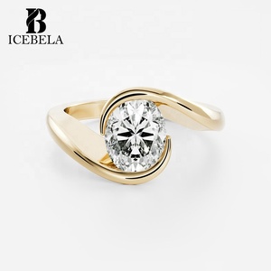 Bague <span class=keywords><strong>Sorelle</strong></span> en argent sterling 925 tendance et luxueuse avec moissanite ovale suspendue pour femme - Product Image 1