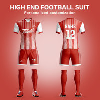Vente en gros de kits de joueurs de football avec logo et design personnalisés, impression par sublimation de l'uniforme de football.