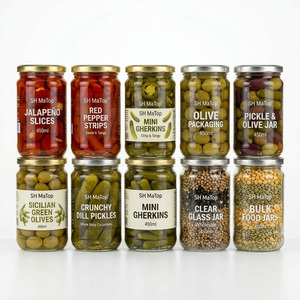 Vente en gros de pots en verre transparent cylindriques de 450 ml pour cornichons et <span class=keywords><strong>olives</strong></span> - Product Image 4