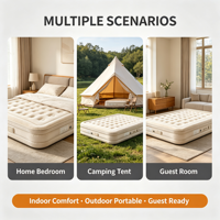 Matelas pneumatique gonflable portable avec pompe intégrée, lit d'air à rebord surélevé épaissi, gonflage et dégonflage rapides pour la maison et le camping