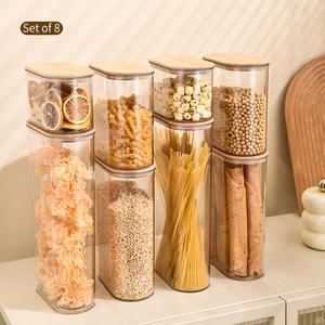 Ideale Bamboe Luchtdichte Voedselopslagcontainers Met Bamboe Deksels En Siliconen Afdichtingsringen, Doorzichtige Plastic Jerrycans Voor Granen - Product Image 5