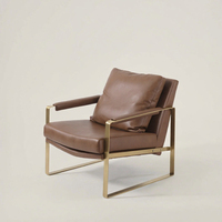 Fauteuil inclinable moderne en cuir PU marron pour salon, appartement, villa et hôtel