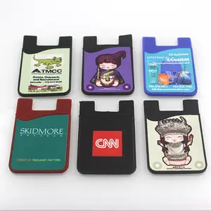Multi-function mobile phone holder 3M adhesive cell phone silicone sticky pouch/wallet/card holder