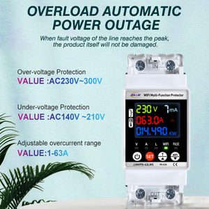 Interrupteur intelligent WIFI JIUJI 2P LCD sur rail DIN, disjoncteur différentiel avec protection contre la tension, le courant et les fuites - Product Image 3