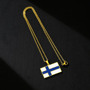 Fabrikant Roestvrijstalen <span class=keywords><strong>Finland</strong></span> Vlag Charme Kettingen 18K Vergulde Emaille Finlander Finn Kaart Finse Hanger Ketting - Product Image 6