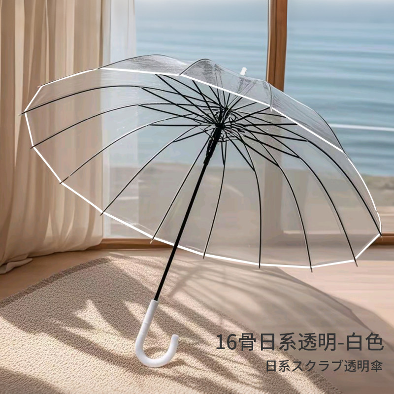 16 ribs transparent umbrella-white