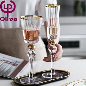 Bar <span class=keywords><strong>de</strong></span> fête <span class=keywords><strong>de</strong></span> mariage <span class=keywords><strong>liqueur</strong></span> <span class=keywords><strong>de</strong></span> citrouille bulles <span class=keywords><strong>de</strong></span> champagne côtelé coloré bordé d'or gobelet en cristal à double perles ensemble <span class=keywords><strong>de</strong></span> verres à vin - Product Image 3