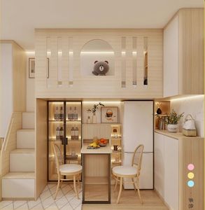 Appartement moderne adulte chambre à coucher château lit mezzanine design lit haut en bois décor avec bureau et placard - Product Image 6