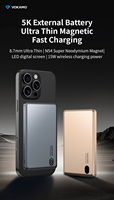Banque d'alimentation sans fil magnétique ultra-mince 5000mAh PD20W Charge rapide Support en alliage d'aluminium Étanche Charge solaire Portable