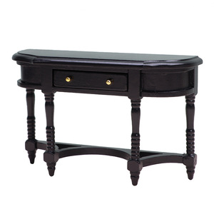 Muebles en miniatura para <span class=keywords><strong>casa</strong></span> <span class=keywords><strong>de</strong></span> <span class=keywords><strong>muñecas</strong></span> 1:12, mesa media <span class=keywords><strong>de</strong></span> color rojo madera, estilo clásico europeo - Product Image 1