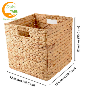 Cesto de Almacenamiento Multifuncional Plegable Cuadrado, Tejido a Mano con Jacinto de Agua Natural, Estilo Nórdico, Ecológico, a Precio Económico - Product Image 5