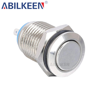 Prix d'usine, vente en gros, bouton poussoir métallique rond plat de 12 mm, étanche IP65, certifié CE RoHS, pour utilisation marine et automobile