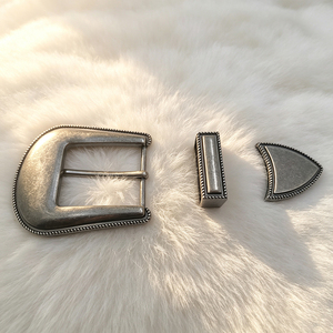 Juego de Hebillas de Cinturón Metálicas Vintage Texturizadas de 25mm, Ajustables, de Aleación, de Tres Piezas, para Hombre y Mujer, Venta al por Mayor, Personalizadas, OEM, ODM - Product Image 2