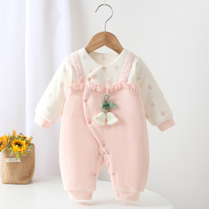 Barboteuse pour bébé fille avec nœud floral pour nouveau-né Printemps automne Barboteuse Noël 1er <span class=keywords><strong>anniversaire</strong></span> <span class=keywords><strong>Combinaison</strong></span> bébé - Product Image 1