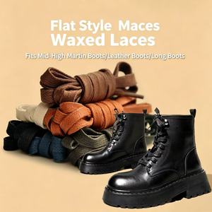 Tali Sepatu Katun Berlapis Lilin Datar Panjang 0.5-2m Lebar 8mm untuk Sepatu Kulit - Product Image 1