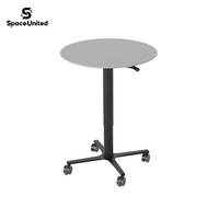 Table de conférence réglable en hauteur pneumatique, style industriel moderne, structure en acier durable, SpaceUnited