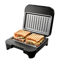 Machine à sandwichs et grill 2-en-1 en acier inoxydable avec plaques de cuisson antiadhésives, forme carrée, pour panini, grillades de steak, saucisses