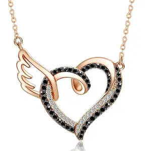 Collana pendente con catena di strass con cuore di diamanti di moda da donna con gioielli in cristallo collane a cuore