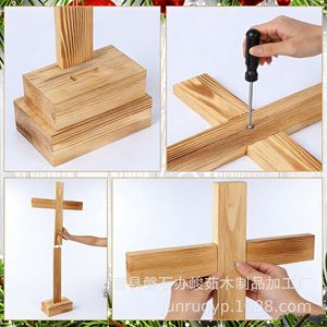 Cruz de Madera, Decoración de Pascua, Adorno 3D, Decoración Interior para Iglesia, Boda - Product Image 2