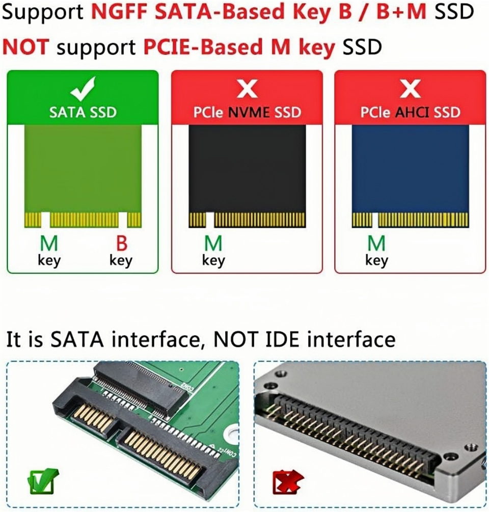 Adattatore chiave B da MSATA a M.2(NGFF) per scheda SSD