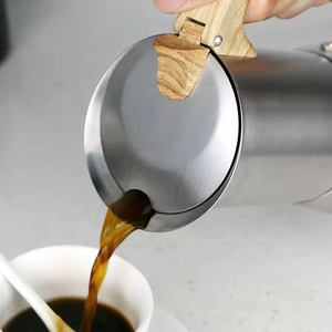 Nouveau Design Grande Capacité Maker 300/600/900ML Individuels Moka Pot Avec Manche En Bois - Product Image 3