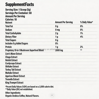Café en Polvo Super Mushroom 10 en 1 con Hongo León, Hongo King Trumpet, Chaga, Cordyceps y Shiitake para Mejorar la Energía y la Concentración