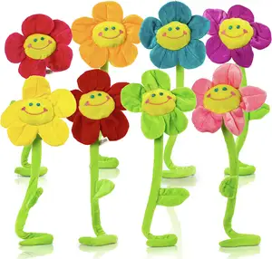 Ramo de flores de felpa Artificial flexible para fiesta de cumpleaños, flores de margaritas con sonrisa - Product Image 1
