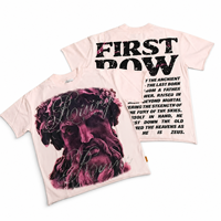 Kaos Oblong Lengan Pendek Oversize dengan Sablon Huruf Rhinestone, Desain Patung Vintage Pink OEM ODM, Cetak Dua Sisi, Logo Custom