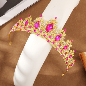 Vente en gros alliage d'or diadème diadème <span class=keywords><strong>couronne</strong></span> ensemble cristal strass coloré <span class=keywords><strong>mariage</strong></span> <span class=keywords><strong>coiffure</strong></span> chapeaux japon coréen style princesse - Product Image 6