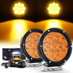 Luz LED de Conducción Combinada Antiniebla y de Inundación de 50W, Amarilla, de 5.7 Pulgadas, con Conector DT y Arnés de Cableado para Motocicleta y Camión - Product Image 1