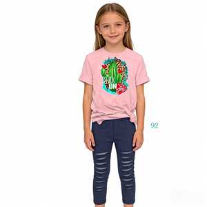 Conjuntos de Ropa Personalizados para Niña, Camiseta con Estampado de Cactus Occidental y Pantalones Rotos, Atuendo para Niñas de San Valentín, Tallas 2-10 - Product Image 2