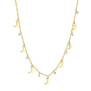 Collar de Moda al por Mayor, Chapado en Oro de 18K, Acero Inoxidable, con Diamantes, Tipo Gargantilla, Resistente al Agua, con Colgante de Luna para Mujer - Product Image 1