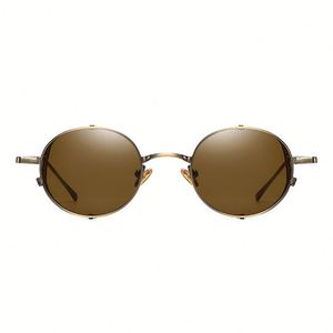Nouveautés <span class=keywords><strong>2020</strong></span> mode Vintage hommes femmes Steampunk lunettes de soleil Logo personnalisé lunettes de soleil rondes en métal - Product Image 2