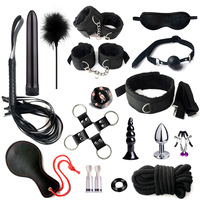 Produits sexuels Jouets érotiques pour adultes BDSM Ensemble de 17 pièces d'équipement de bondage sexuel Menottes Pinces à tétons Bâillon Fouet Corde Jouets sexuels pour couples