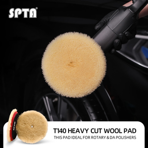 SPTA Tampone Lucidante in Lana da 3 a 6 Pollici T140 <span class=keywords><strong>Giallo</strong></span>, Tampone in Lana a Taglio Intenso per Rimozione Grana 1200 # /1500 #   Dischi Abrasivi per Rimozione di Graffi Profondi - Product Image 1