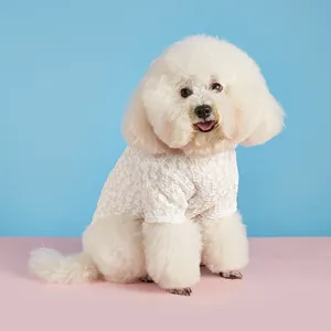 BOKHOUSE toptan Cosplay kostüm Cheongsam düz Pet elbise beyaz dantel Ruffled T-Shirt çay fincanı köpek elbise dantel tasarımcı kıyafetleri