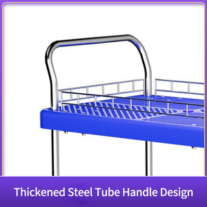 2026 Multilayer Plastic Tool Cart Two-Story <b>Trolley</b> with <b>Platform</b> Guardrail Fence Flatbed Truck Four-Wheel Wheel - Product Image 3