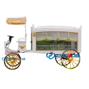 Cercueil funéraire électrique noir couvert de verre / Carrosse funéraire à chevaux - Product Image 1