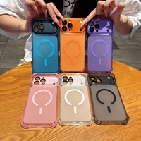 Coque de téléphone givrée antichoc pour iPhone 18 17 16 Pro Max avec anneau magnétique et protection d'objectif d'appareil photo, kit orange